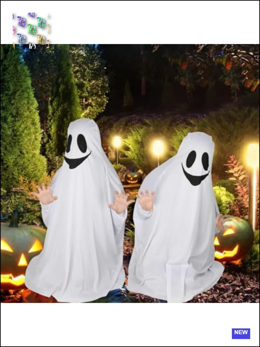 Ghost Costume for Kids with Pumpkin Bucket Trick-or-Treat Party